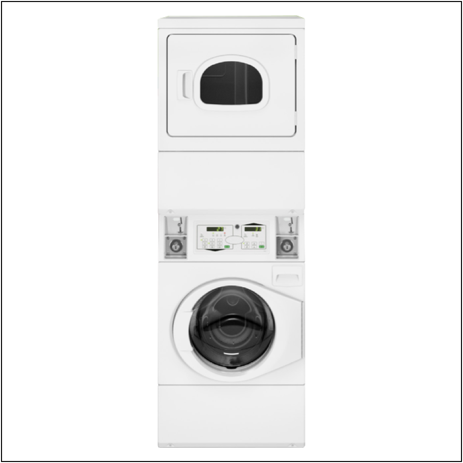 Stacked Washer Dryer Huebsch NTLBXA Coin Distributor Mesin Laundry